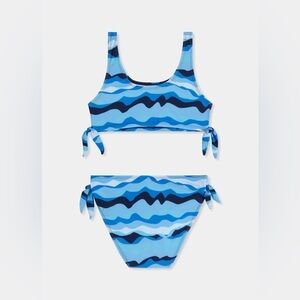 NWT Seafolly Australia Girls Poolside Tie Side Bikini in Blue in size 8